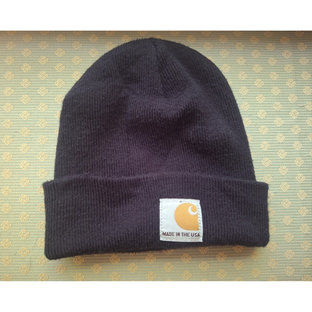 Carhartt Double Sided Navy Blue Knit Beanie Hat USA Winter Outdoor OS - Picture 2 of 4